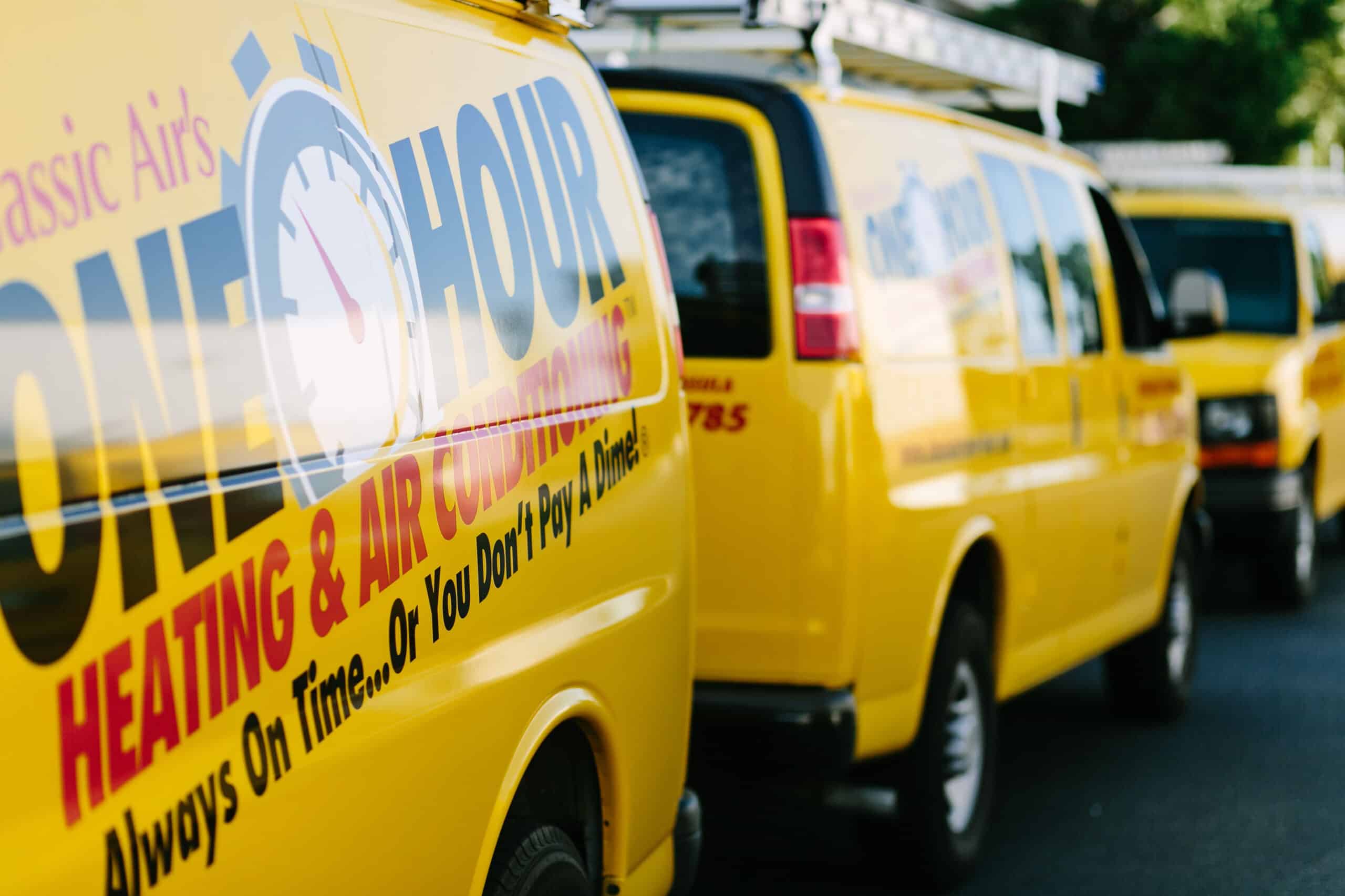One Hour Heating & Air Conditioning service vans